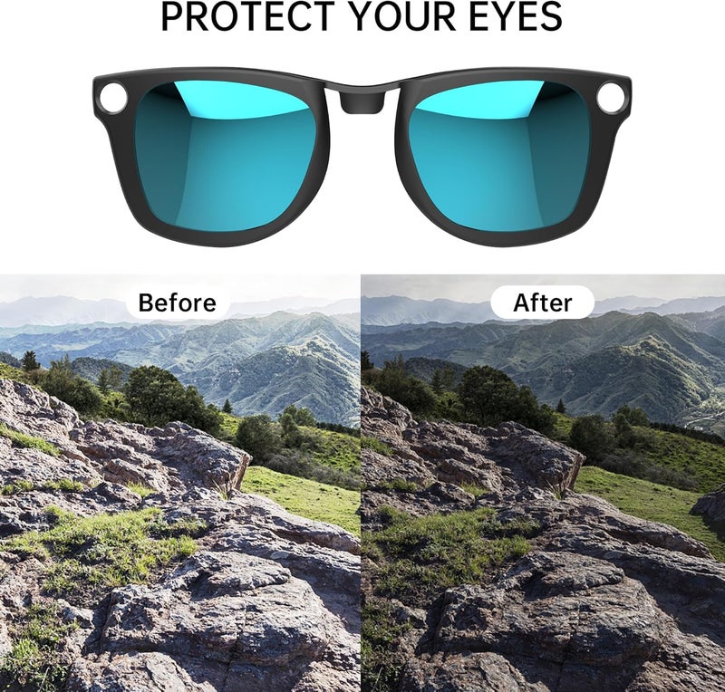 HIBLOKS 2 قطع مشبك مت polarized لراي بان ميتا وايفيرر وجن 2 (RW4006/RW4012 عادي 50-22)، مشبك تغيير اللون لملحقات ميتا وايفيرر لحماية عينيك، أنيق وعصري (أزرق، أصفر) - Image 5